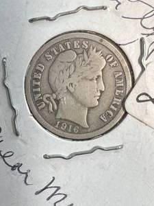 1916 US BARBER DIME