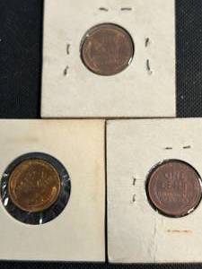 3 US WHEAT CENTS 1954-D 1955-S 1956