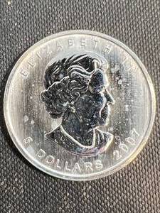 1 TROY OZ .9999 FINE SILVER 2007 CANADIAN MAPLE LEAF