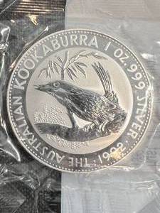 1 TROY OZ .999 FINE SILVER 1992 AUSTRALIAN KOOKABURRA UNC