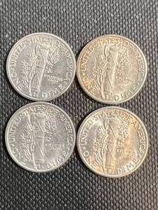 4 US MERCURY DIMES ALL 1939