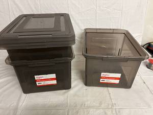 lot 5 image: 3 Staples File Boxes with Lids