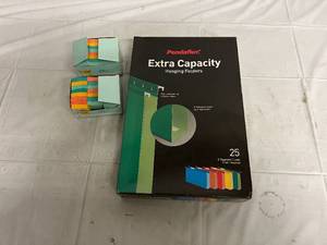lot 22 image: 2 Packs of Post-It Notes and 25 Extra Capacity Hanging Folders