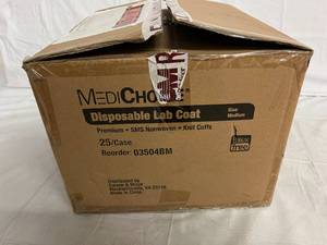 lot 106 image: 25 Medichoice Disposable Lab Coats - Blue Medium