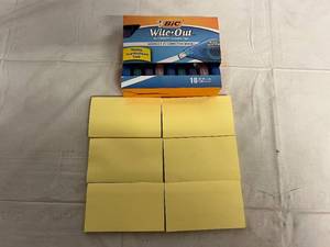 lot 131 image: 18 Bic White Out Tubes and 6 Wide Post-It Note Pads