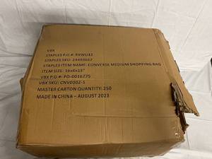 lot 141 image: 250 Brown Paper Bags - 16 x 6 x 15