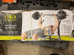 lot 182 image: Athletic Works 100lb Vinyl Berbell Set - No Bench Included