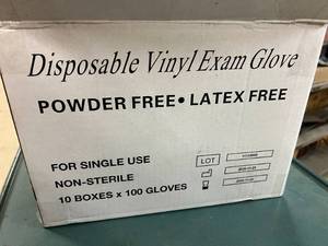 lot 282 image: 2 x 1000 Packs Disposable Vinyl Exam Gloves - Size Small