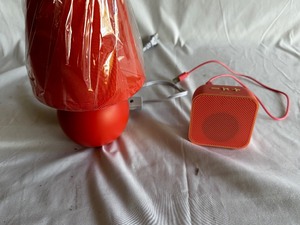 OrangeRed Small Desk Lamp and USB Bluetooth Speaker