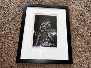 Original, Signed Janet Macoska Framed Gene Simmons KISS Art