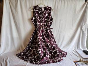 Kaimilan Silver and Burgundy Brocade Cocktail, Party Dress Retro 50s Style, Size XL