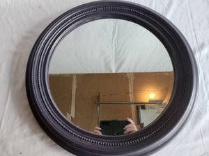 Black Wood Trim Mirror, 20 Dia.
