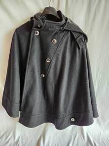 Kenneth Cole Black Wool Blend Jacket Poncho, Size L