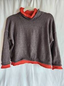 Womens Crop Sweater with Double Layer Look, Size M