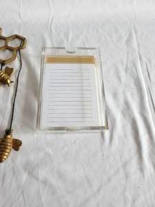 Honey Bee Metal Wind Chimes and Acrylic Notecard Tray with Gold Accent Notecards