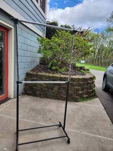 Portable Two Bar Rolling Clothes Rack
