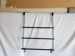 Two Black Metal Over Door Towel Rack