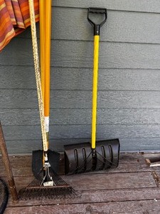 Snow Shovel, Spade, and Rake