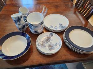 Midnight Rose Dinnerware - 4 Mugs, 4 Plates, 4 Salad Plates, 4 Dessert Plates, 1 Serving Bowl, 3 Bowl