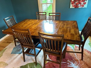 Counter Height Dining Room Table Set with 12 Chairs and Self-Storing Leaf