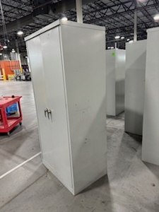 lot 89 image: Two Door Cabinet (no key), Four adjustable height shelves.