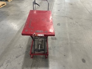 lot 53 image: Uline Lift Table (Red). Model H-1485. 330 lift Capacity
