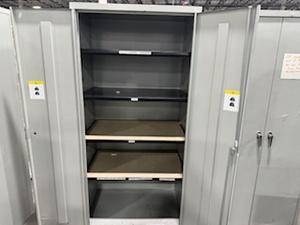 lot 145 image: Pair of Two Door Cabinets (no keys) Light Gray