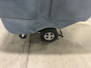 lot 112 image: Uline Tilt Truck (Gray)12 Cubic Yard. Functions properly but missing handle.