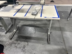 lot 138 image: Executive Line Master Adjustable Height Workstation with Ergoton keyboard and Monitor Swivel Mount