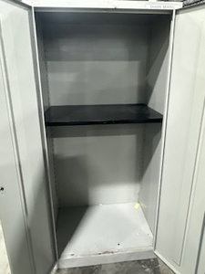lot 139 image: Two Door Cabinet (no key). Light Gray