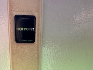lot 9 image: Hot Point Refrigerator. Works.  Great second refrigerator.