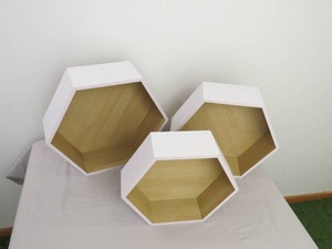 3 Piece Lot of Stackable Hexagon Floating Shelf Boxes
