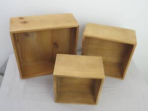 3 Piece Lot of Square Floating Shelf Boxes