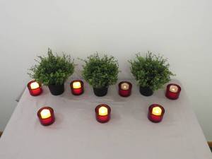 Mixed Lot of Battery Operated Candles with Tea light Holders and Greenery