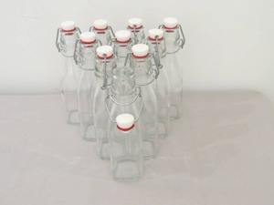 10 Piece Lot of 8 Seal Glass Bottles with Swing Lids