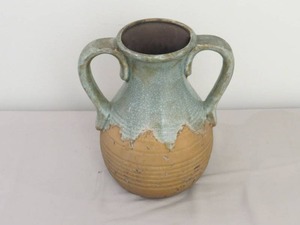 Rustic Vase with Carved Handles