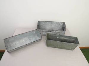 4 Piece Lot of Galvanized PlantersStorage Boxes or Displayers