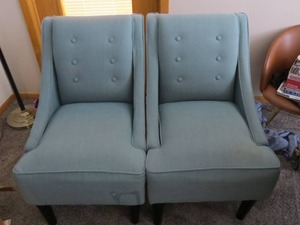 Two Piece Lot of Blue Accent Chairs
