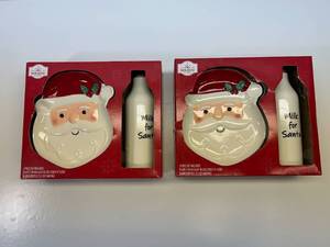 MM. 2x Santa Cookie Plates & Milk Bottle Sets