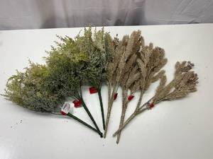 MM. 3  Full Frosted Cypress Bush & 3 Glittered Pine Bush