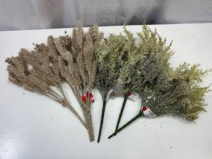 MM. 3  Full Frosted Cypress Bush & 3 Glittered Pine Bush