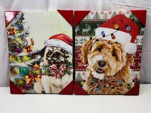 MM. 2x LED Lighted Dog Christmas ART