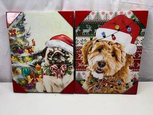 MM. 2x LED Lighted Dog Christmas ART
