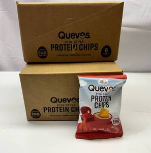 MM. 2x 6-1oz bags Quevos Pita Style Protein Chips