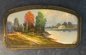 lot 76 image: Albert Glatthaar Pastel River Road Landscape with Antique Frame