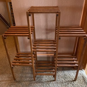 lot 100 image: Wood Slatted Plant Stand