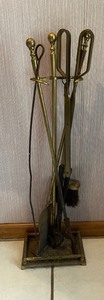 lot 126 image: Brass Fireplace Tools