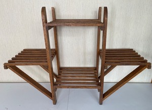 lot 133 image: Vintage Wood Slat Plant Stand Danish Modern MCM Style