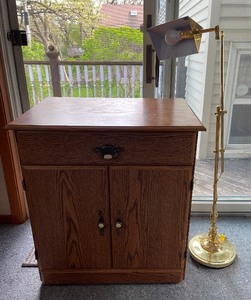 lot 245 image: Pressed Wood Dresser and Brass Floor Lamp