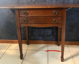 lot 213 image: Vintage SilverwareFlatware Storage End Table with Leaves